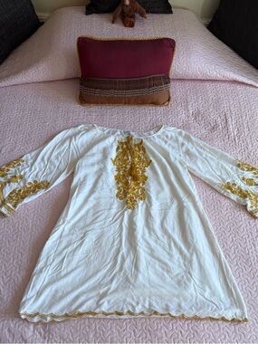 White Tunic with Gold Embroidery